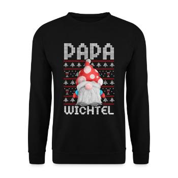 Papa Wichtel Weihnachten - Unisex Pullover - Schwarz - Vorne - Alina (178cm) & Michal (187cm)