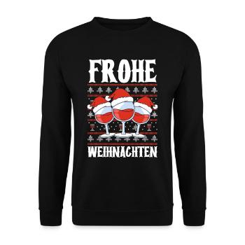 Weinnachten Frohe Weihnachten - Unisex Pullover - Schwarz - Vorne - Alina (178cm) & Michal (187cm)