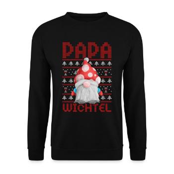 Papa Wichtel Weihnachten - Unisex Pullover - Schwarz - Vorne - Alina (178cm) & Michal (187cm)