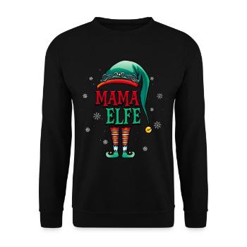 Weihnachten Mama Elf - Unisex Pullover - Schwarz - Vorne - Alina (178cm) & Michal (187cm)