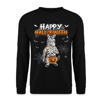 Halloween Zebra Mumie - Unisex Pullover - Schwarz - Vorne - Alina (178cm) & Michal (187cm)