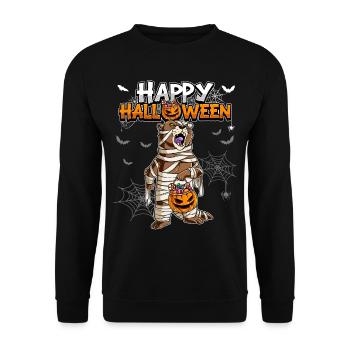 Halloween Otter Mummy - Unisex Sweatshirt - black - Front - Alina (178cm) & Michal (187cm)