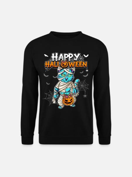 Halloween Katze Mumie - Unisex Pullover - Schwarz
