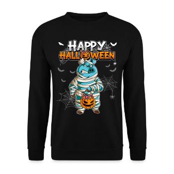 Halloween Schwein Mumie - Unisex Pullover - Schwarz - Vorne - Alina (178cm) & Michal (187cm)