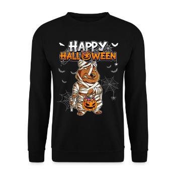 Halloween Quokka Mumie - Unisex Pullover - Schwarz - Vorne - Alina (178cm) & Michal (187cm)