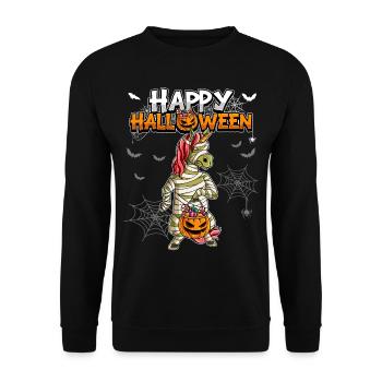 Halloween Einhorn Mumie - Unisex Pullover - Schwarz - Vorne - Alina (178cm) & Michal (187cm)