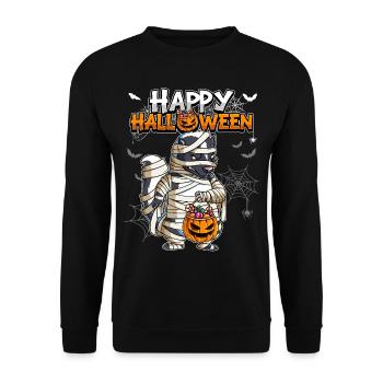 Halloween Stinktier Mumie - Unisex Pullover - Schwarz - Vorne - Alina (178cm) & Michal (187cm)