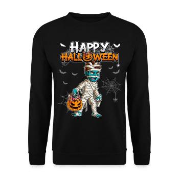 Halloween Junge Mumie - Unisex Pullover - Schwarz - Vorne - Alina (178cm) & Michal (187cm)