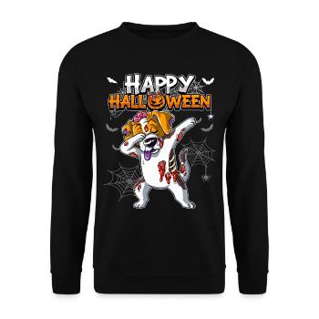 Halloween Hund Zombie - Unisex Pullover - Schwarz - Vorne - Alina (178cm) & Michal (187cm)