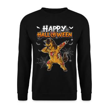 Halloween Pferd Zombie - Unisex Pullover - Schwarz - Vorne - Alina (178cm) & Michal (187cm)