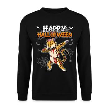 Halloween Leopard Zombie - Unisex Pullover - Schwarz - Vorne - Alina (178cm) & Michal (187cm)