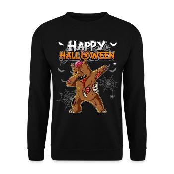 Halloween Bär Zombie - Unisex Pullover - Schwarz - Vorne - Alina (178cm) & Michal (187cm)