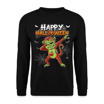 Halloween Affe Zombie - Unisex Pullover - Schwarz - Vorne - Alina (178cm) & Michal (187cm)