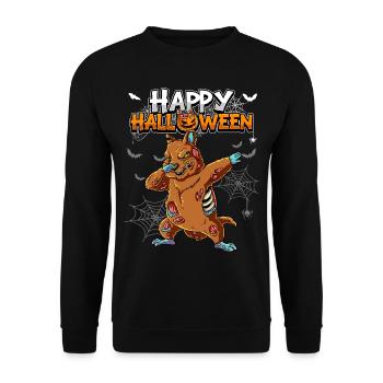 Halloween Quokka Zombie - Unisex Pullover - Schwarz - Vorne - Alina (178cm) & Michal (187cm)