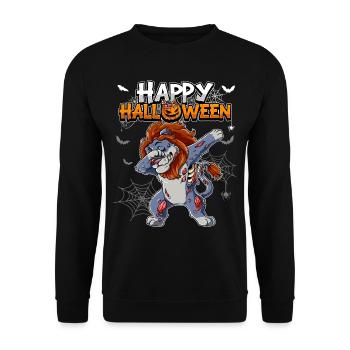 Halloween Löwe Zombie - Unisex Pullover - Schwarz - Vorne - Alina (178cm) & Michal (187cm)