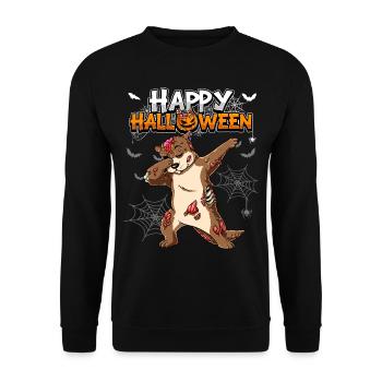 Halloween Otter Zombie - Unisex Pullover - Schwarz - Vorne - Alina (178cm) & Michal (187cm)