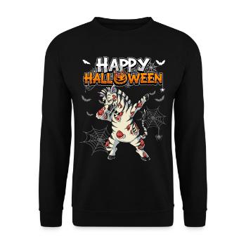 Halloween Zebra Zombie - Unisex Sweatshirt - black - Front - Alina (178cm) & Michal (187cm)