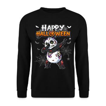 Halloween Panda Zombie - Unisex Pullover - Schwarz - Vorne - Alina (178cm) & Michal (187cm)