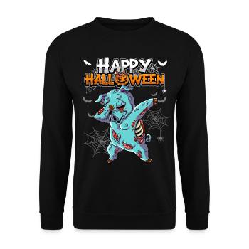 Halloween Schwein Zombie - Unisex Pullover - Schwarz - Vorne - Alina (178cm) & Michal (187cm)