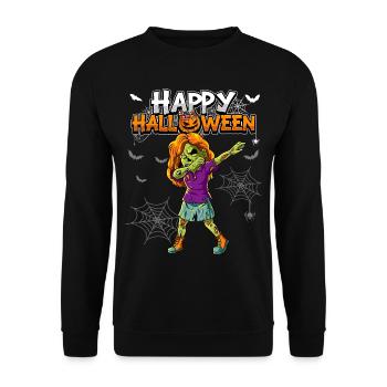 Halloween Mädchen Zombie - Unisex Pullover - Schwarz - Vorne - Alina (178cm) & Michal (187cm)