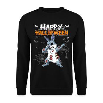 Halloween Hase Zombie - Unisex Pullover - Schwarz - Vorne - Alina (178cm) & Michal (187cm)