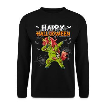 Halloween Einhorn Zombie - Unisex Pullover - Schwarz - Vorne - Alina (178cm) & Michal (187cm)