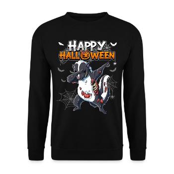 Halloween Stinktier Zombie - Unisex Pullover - Schwarz - Vorne - Alina (178cm) & Michal (187cm)