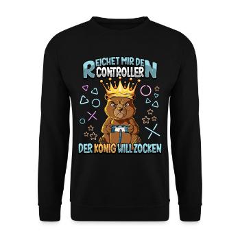 Zocken Reichet mir den Controller Gaming - Unisex Pullover - Schwarz - Vorne - Alina (178cm) & Michal (187cm)