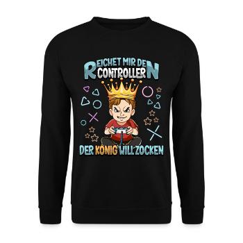 Zocken Reichet mir den Controller Gaming - Unisex Pullover - Schwarz - Vorne - Alina (178cm) & Michal (187cm)