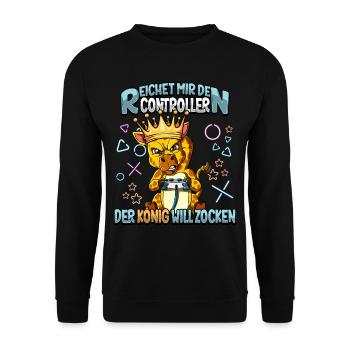 Zocken Reichet mir den Controller Gaming - Unisex Pullover - Schwarz - Vorne - Alina (178cm) & Michal (187cm)