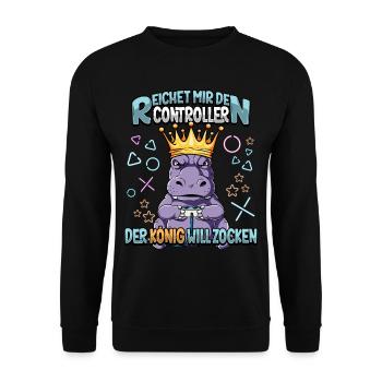Zocken Reichet mir den Controller Gaming - Unisex Pullover - Schwarz - Vorne - Alina (178cm) & Michal (187cm)