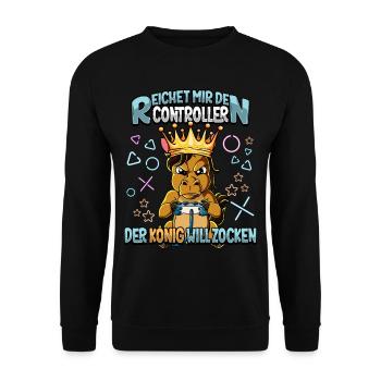 Zocken Reichet mir den Controller Gaming - Unisex Pullover - Schwarz - Vorne - Alina (178cm) & Michal (187cm)