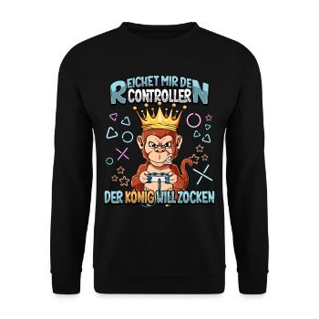 Zocken Reichet mir den Controller Gaming - Unisex Pullover - Schwarz - Vorne - Alina (178cm) & Michal (187cm)