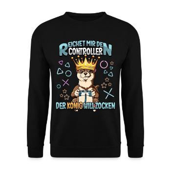Zocken Reichet mir den Controller Gaming - Unisex Pullover - Schwarz - Vorne - Alina (178cm) & Michal (187cm)