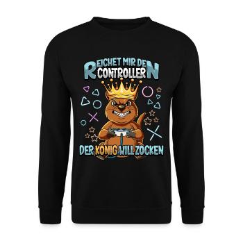 Zocken Reichet mir den Controller Gaming - Unisex Pullover - Schwarz - Vorne - Alina (178cm) & Michal (187cm)