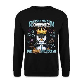 Zocken Reichet mir den Controller Gaming - Unisex Pullover - Schwarz - Vorne - Alina (178cm) & Michal (187cm)