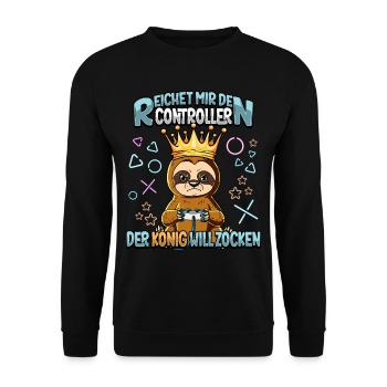 Zocken Reichet mir den Controller Gaming - Unisex Pullover - Schwarz - Vorne - Alina (178cm) & Michal (187cm)