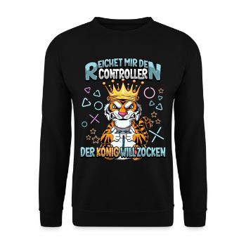 Zocken Reichet mir den Controller Gaming - Unisex Pullover - Schwarz - Vorne - Alina (178cm) & Michal (187cm)