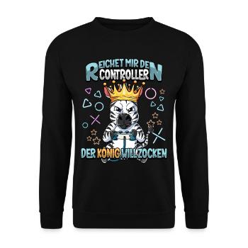Zocken Reichet mir den Controller Gaming - Unisex Pullover - Schwarz - Vorne - Alina (178cm) & Michal (187cm)