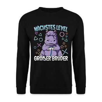 Nächstes Level Großer Bruder - Unisex Pullover - Schwarz - Vorne - Alina (178cm) & Michal (187cm)