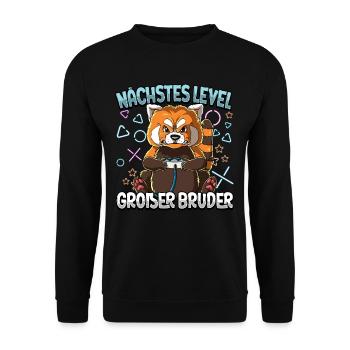 Nächstes Level Großer Bruder - Unisex Pullover - Schwarz - Vorne - Alina (178cm) & Michal (187cm)