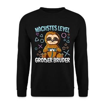Nächstes Level Großer Bruder - Unisex Pullover - Schwarz - Vorne - Alina (178cm) & Michal (187cm)