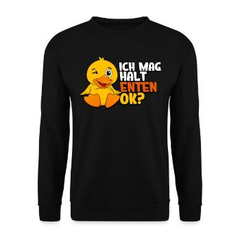 Ich Mag Halt Enten - Unisex Pullover - Schwarz - Vorne - Alina (178cm) & Michal (187cm)