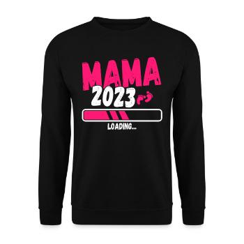 Werdende Mama 2023 - Unisex Pullover - Schwarz - Vorne - Alina (178cm) & Michal (187cm)