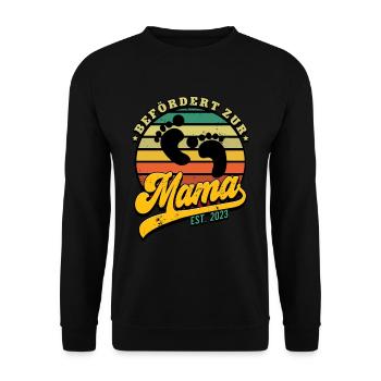 Werdende Mama 2023 - Unisex Pullover - Schwarz - Vorne - Alina (178cm) & Michal (187cm)