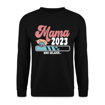 Werdende Mama 2023 - Unisex Pullover - Schwarz - Vorne - Alina (178cm) & Michal (187cm)