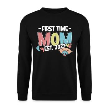 First Time Mom Mom 2023 - Unisex Sweatshirt - black - Front - Alina (178cm) & Michal (187cm)