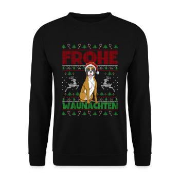Frohe Weihnachten Boxer - Unisex Pullover - Schwarz - Vorne - Alina (178cm) & Michal (187cm)