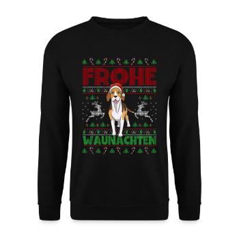 Frohe Weihnachten Beagle - Unisex Pullover - Schwarz - Vorne - Alina (178cm) & Michal (187cm)