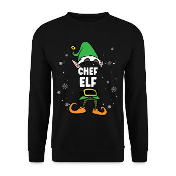 Chef Elf Partnerlook Weihnachten - Unisex Pullover - Schwarz - Vorne - Alina (178cm) & Michal (187cm)